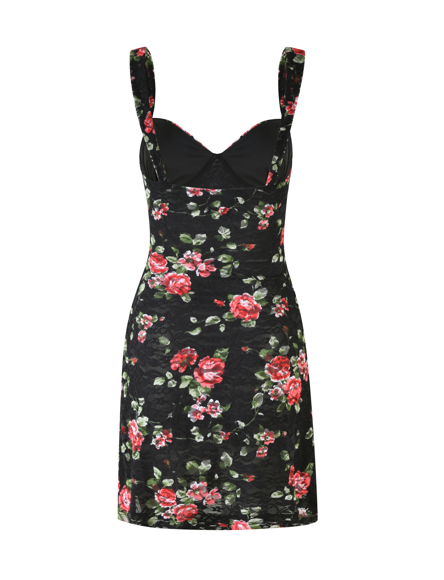 Floral Lace Sweetheart Neck Wide Strap Ruched Bodycon Mini Dress