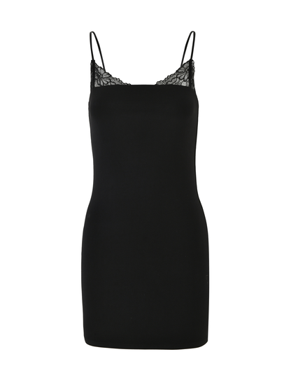 Square Neck Lace Trim Spaghetti Strap Bodycon Mini Dress