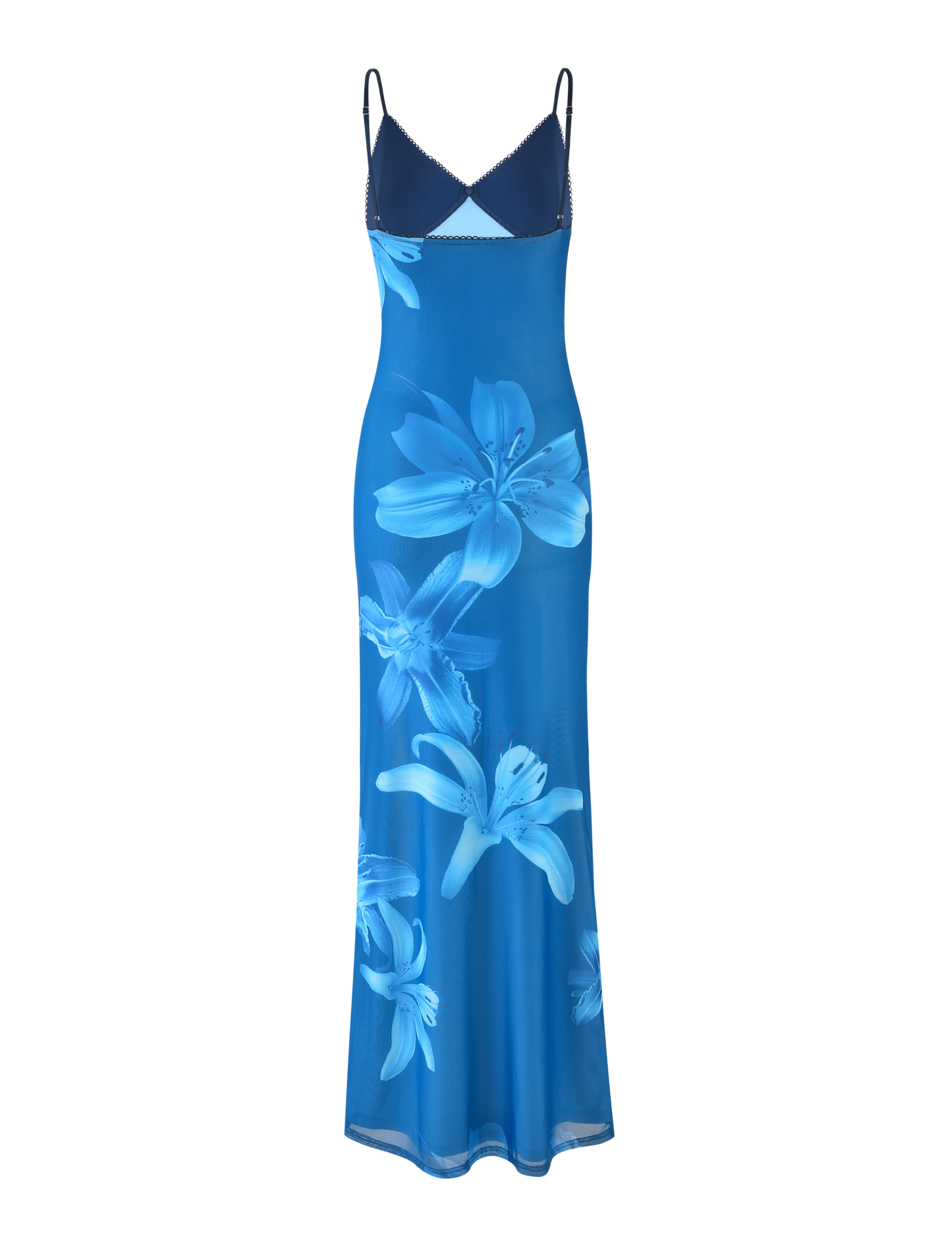 Lily Floral Print V Neck Spaghetti Strap Contrast Bodice Bodycon Maxi Dress