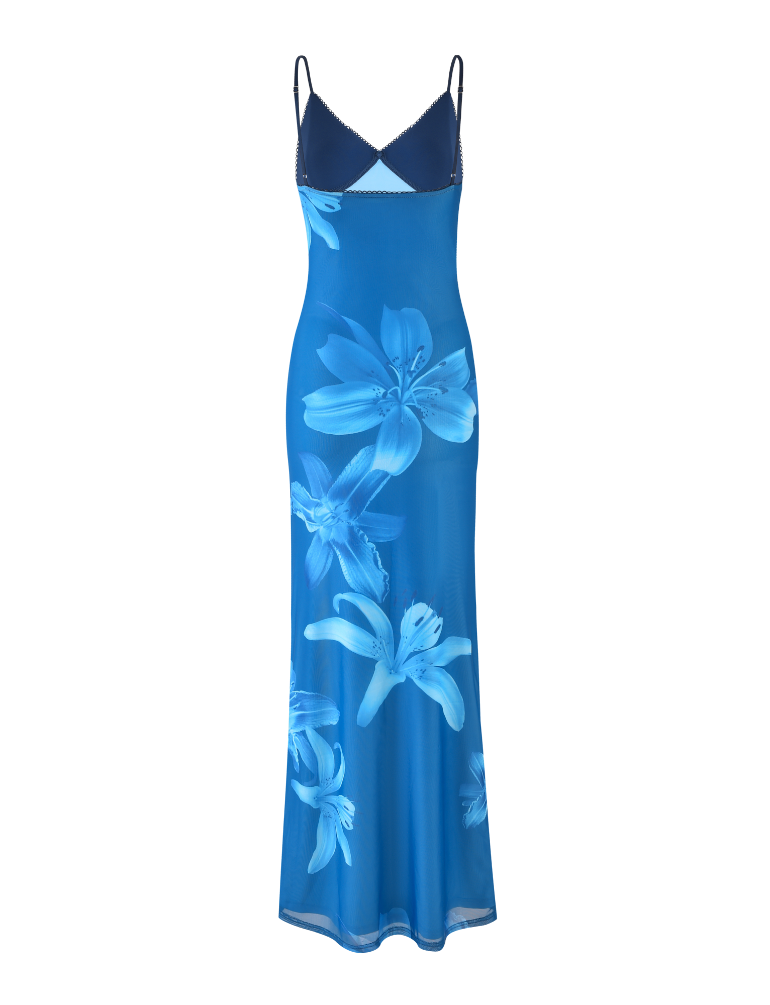 Lily Floral Print V Neck Spaghetti Strap Contrast Bodice Bodycon Maxi Dress