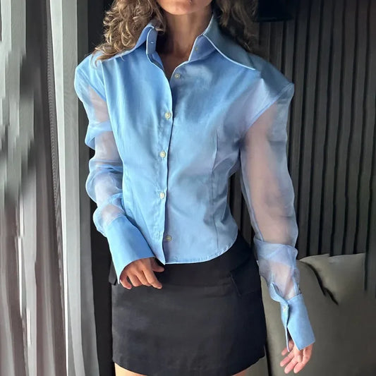 Summer See-Through Slim Blouse