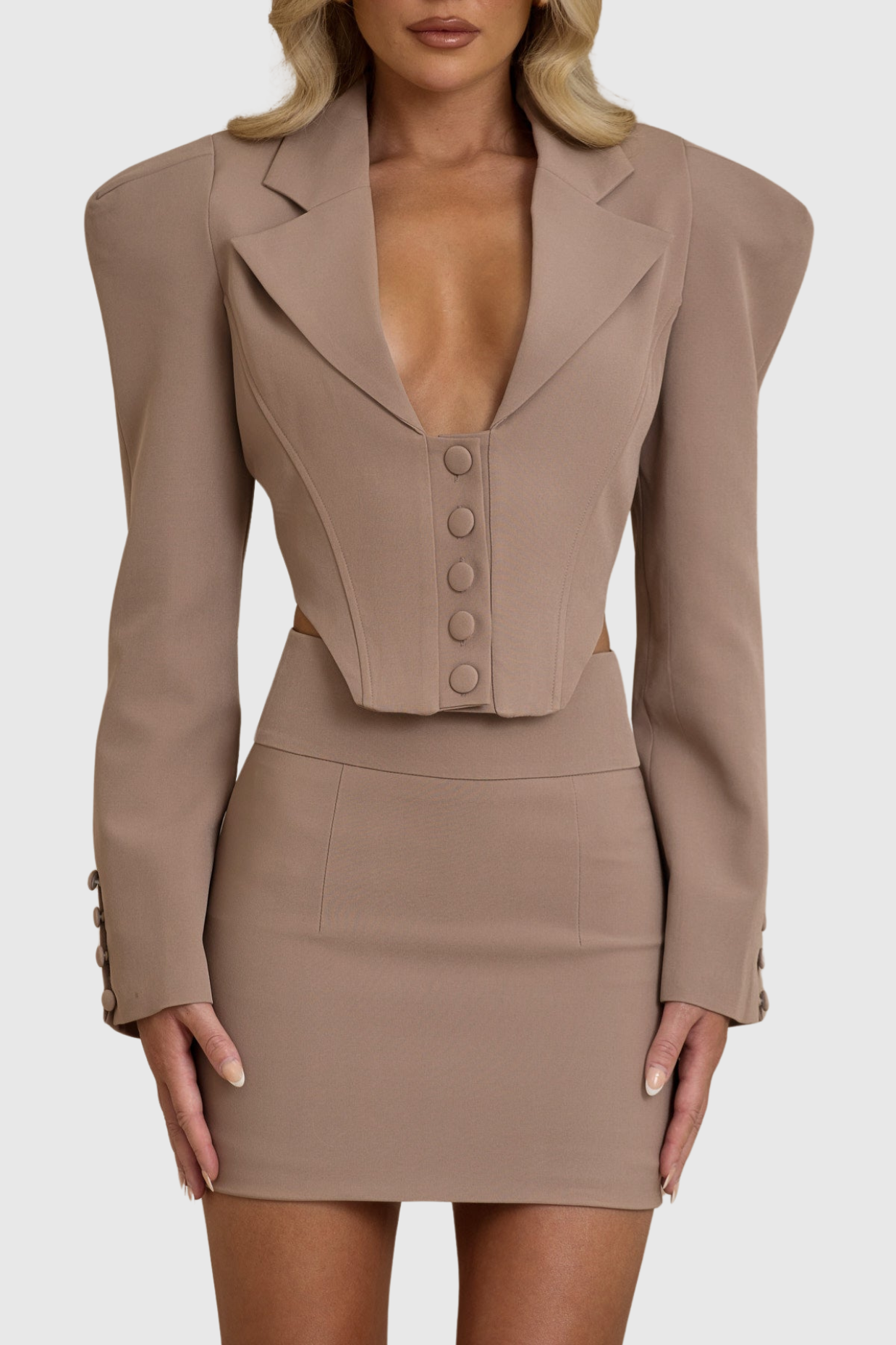 Tavares Button Plunge Skirt Two Piece Set