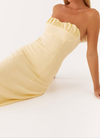 Jaquetta Linen Maxi Dress - Yellow