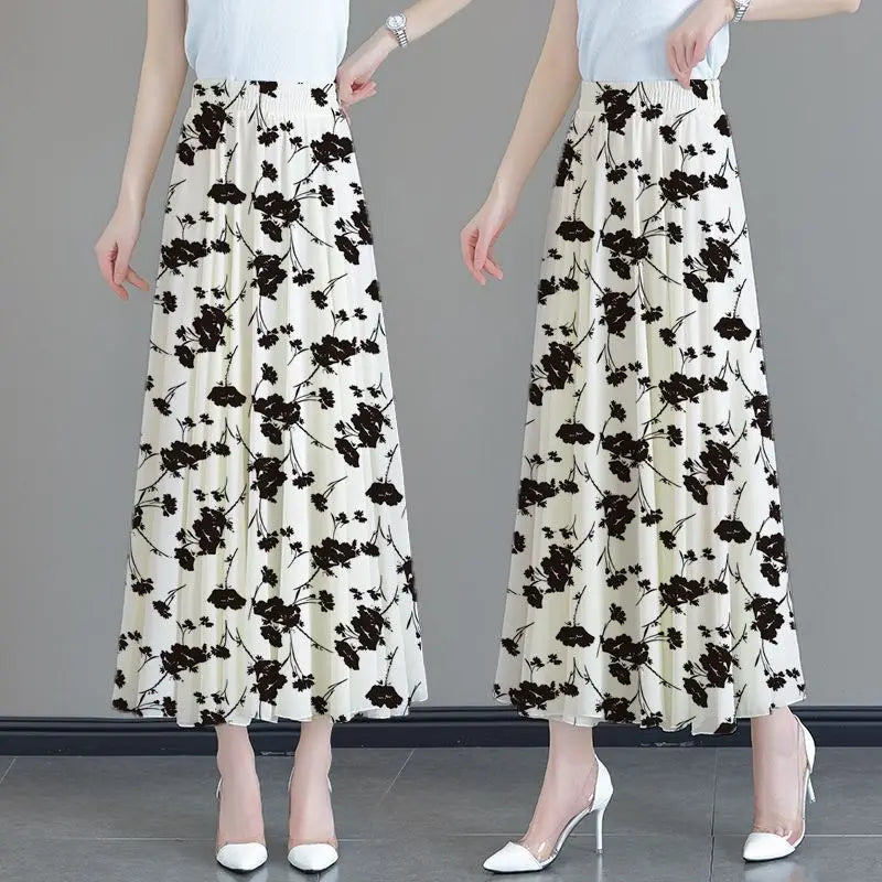 Floral High Waist Patchwork Chiffon Beach Skirt