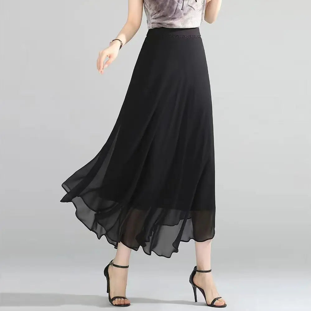 Floral High Waist Patchwork Chiffon Beach Skirt