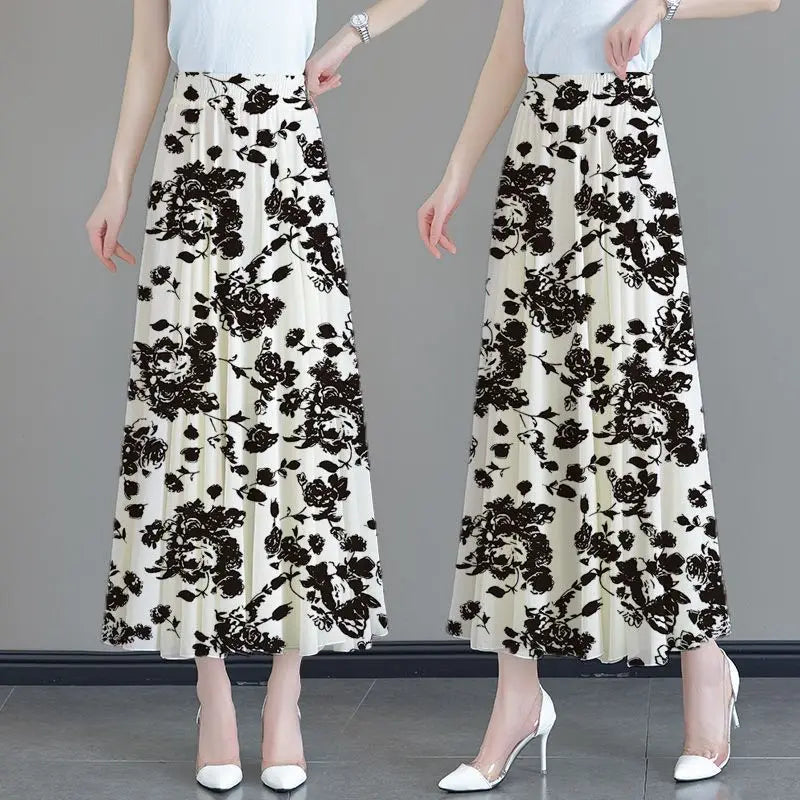 Floral High Waist Patchwork Chiffon Beach Skirt