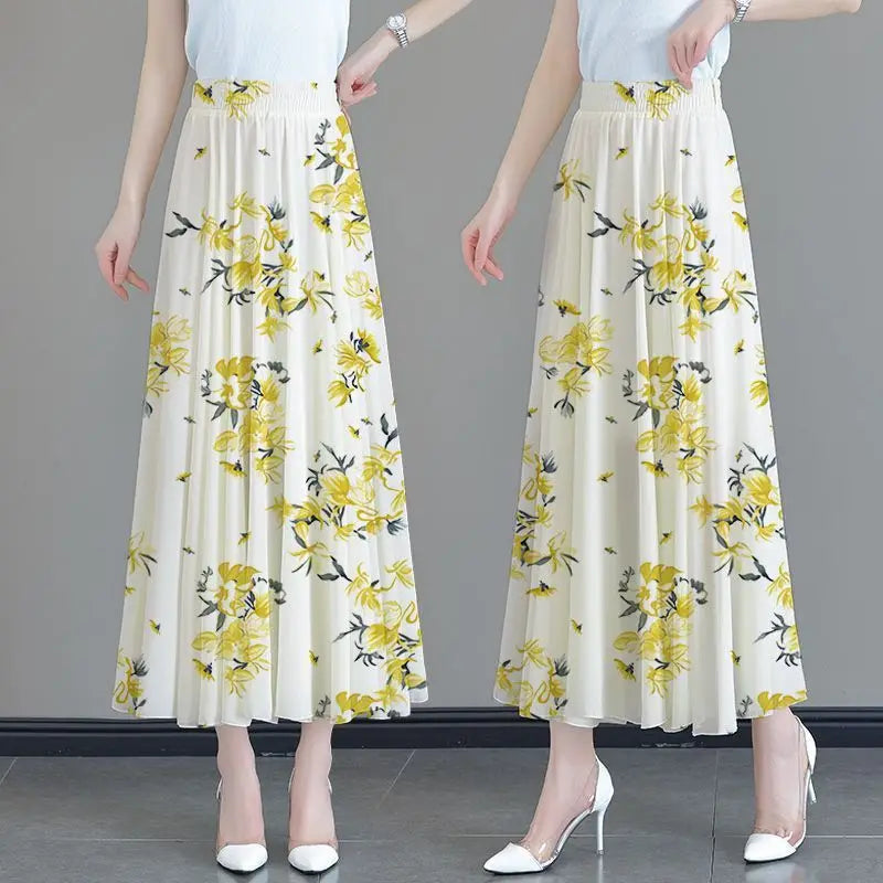 Floral High Waist Patchwork Chiffon Beach Skirt