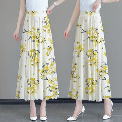 Floral High Waist Patchwork Chiffon Beach Skirt