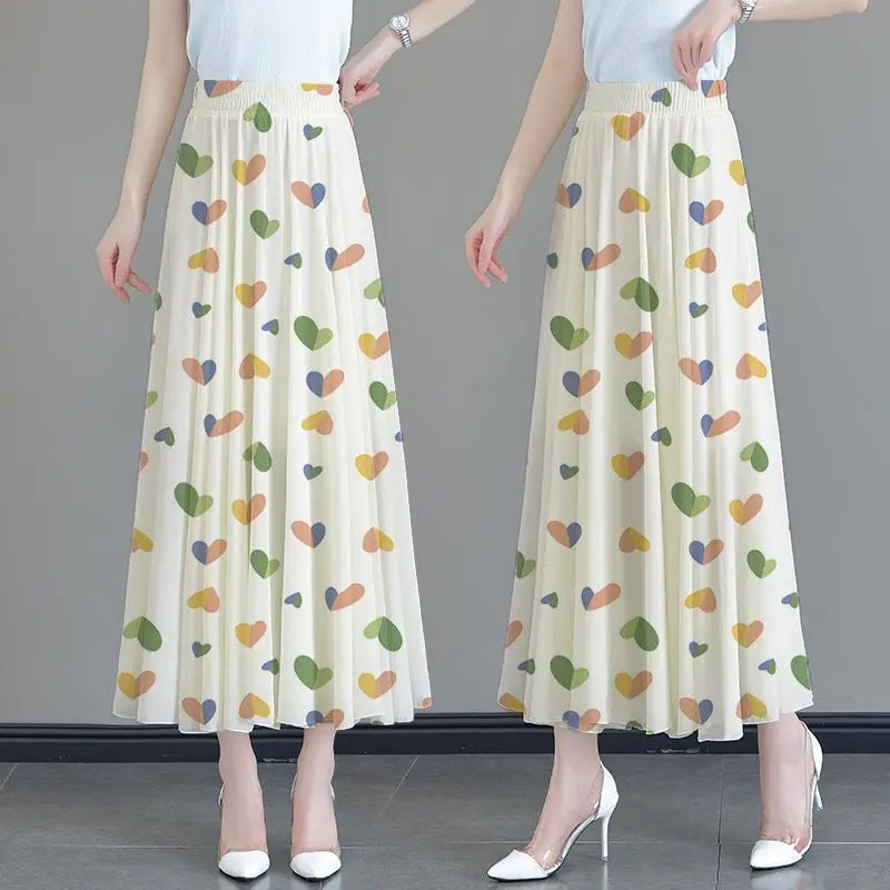 Floral High Waist Patchwork Chiffon Beach Skirt