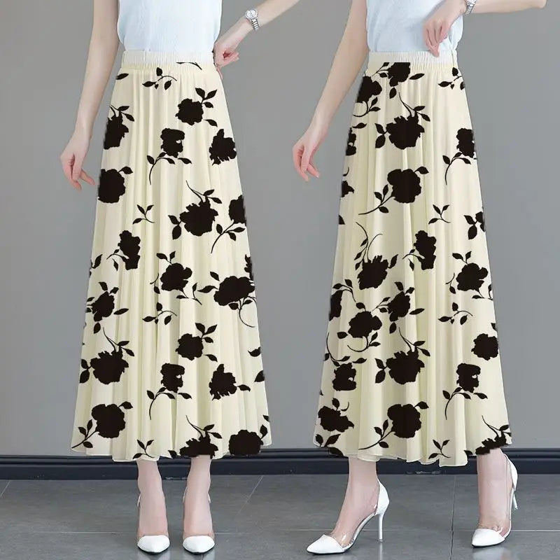 Floral High Waist Patchwork Chiffon Beach Skirt