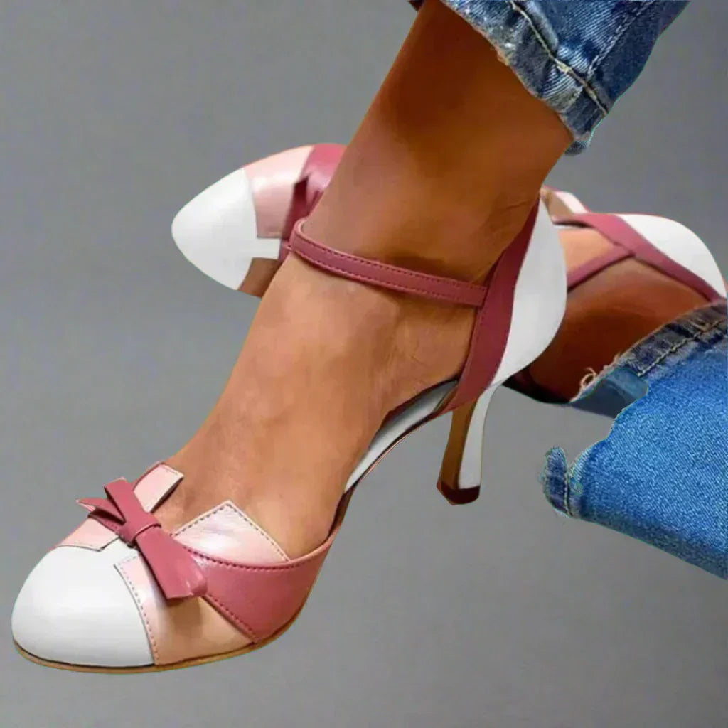 Penelope | Women Classic Bow Strap Mid Heel Pumps
