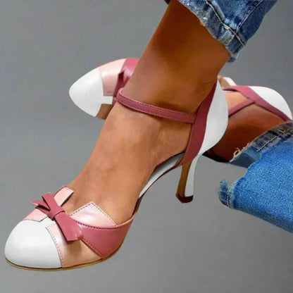 Penelope | Women Classic Bow Strap Mid Heel Pumps