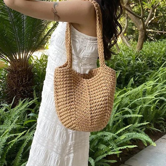 Popular Woven Design Bucket Shoulder Bag
