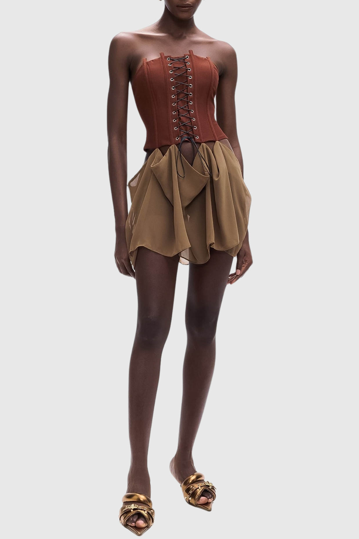 Tizoc Strapless Corset Lace Up Mini Dress