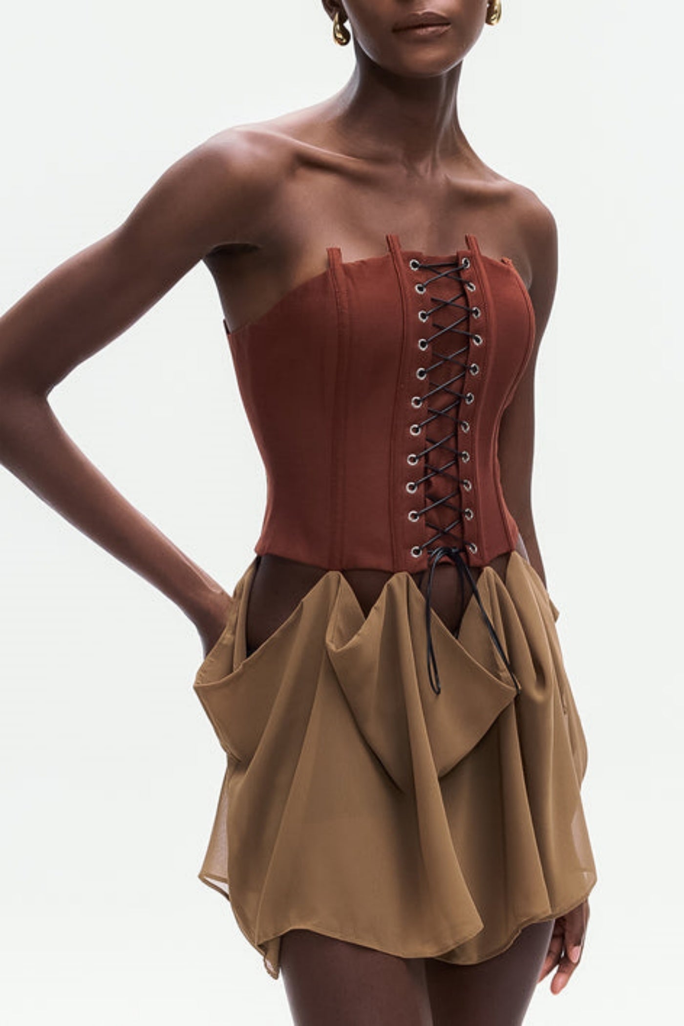 Tizoc Strapless Corset Lace Up Mini Dress