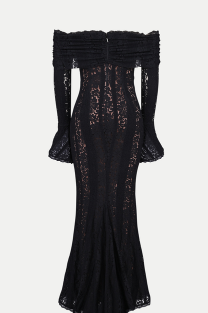 Tleta Lace Off Shoulder Maxi Dress - Black