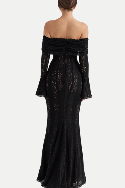 Tleta Lace Off Shoulder Maxi Dress - Black