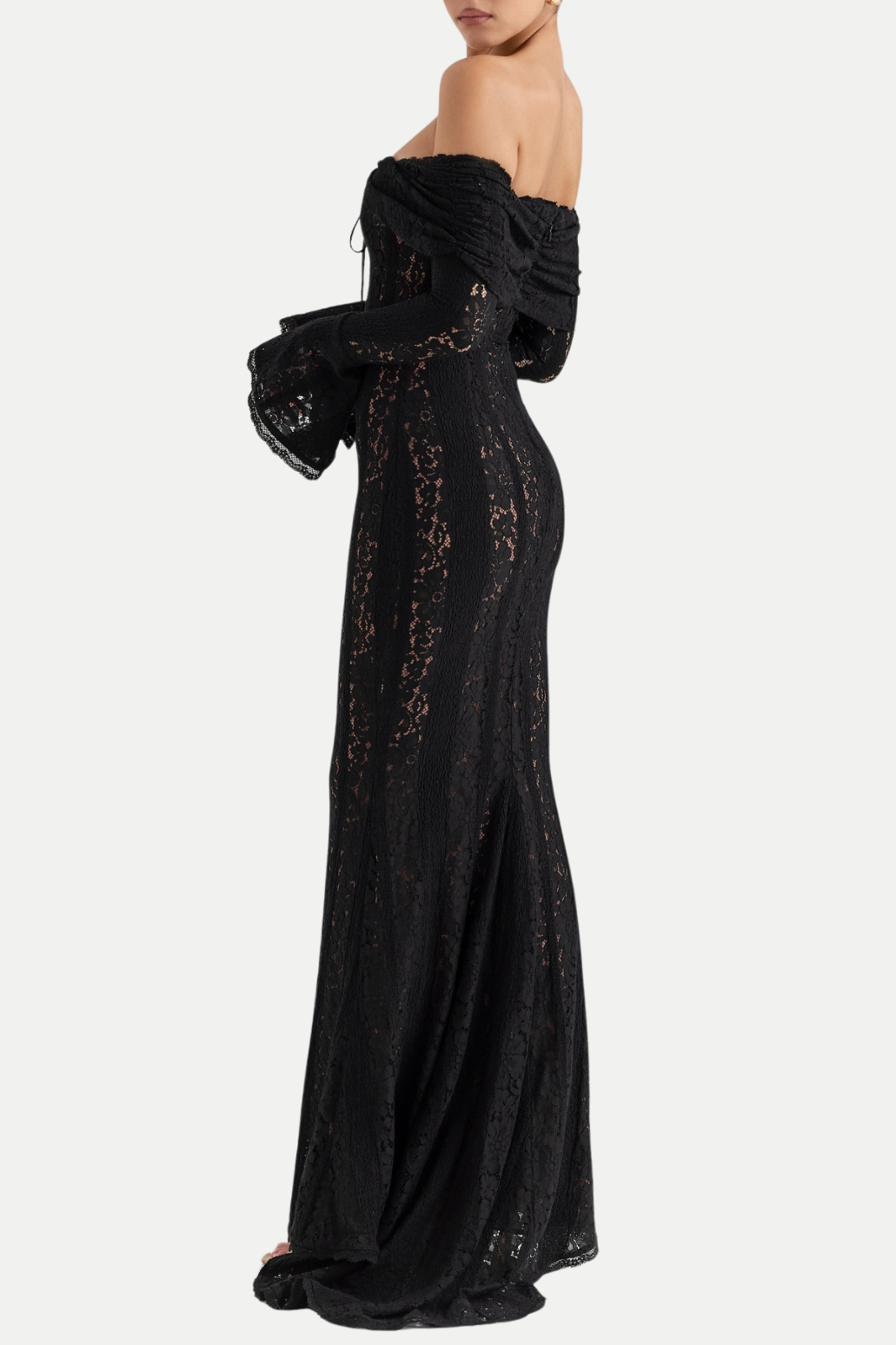 Tleta Lace Off Shoulder Maxi Dress - Black