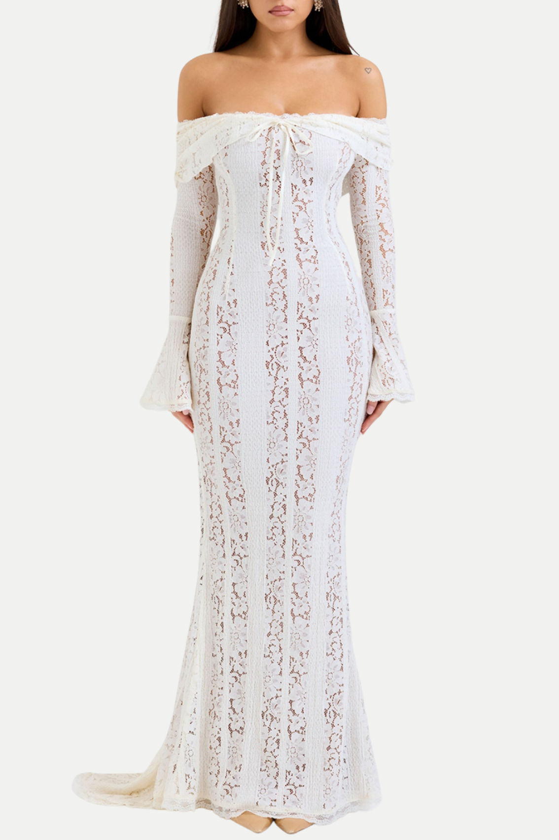 Tleta Lace Off Shoulder Maxi Dress - White