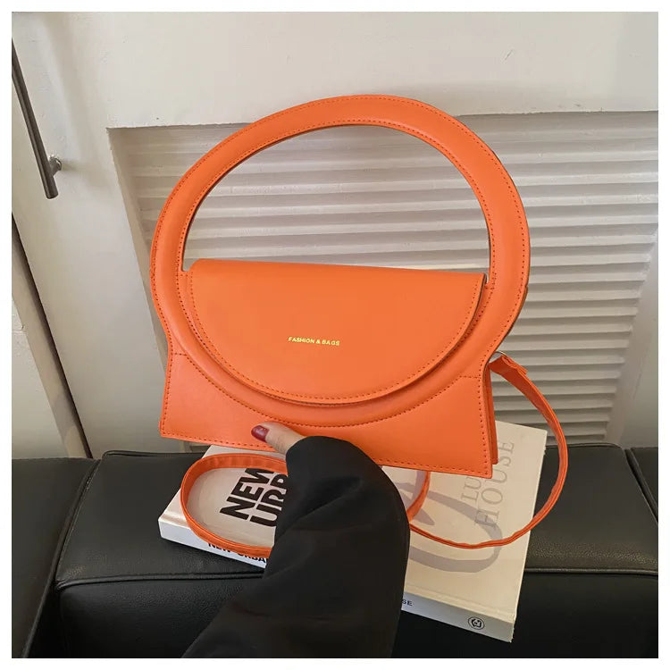 Top Brand Round Handle Luxury Leather Crossbody Handbag