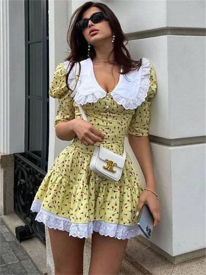 Printed Short Sleeve Mini Dress