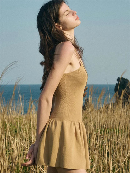 Floral Black Backless Mini Dress