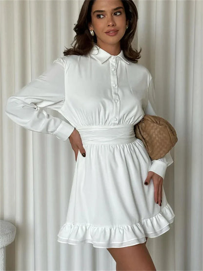 Ruffled Bandage Lace-Up Mini Dress