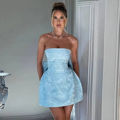 Jacquard Waist Wrap A-line Vacation Dress