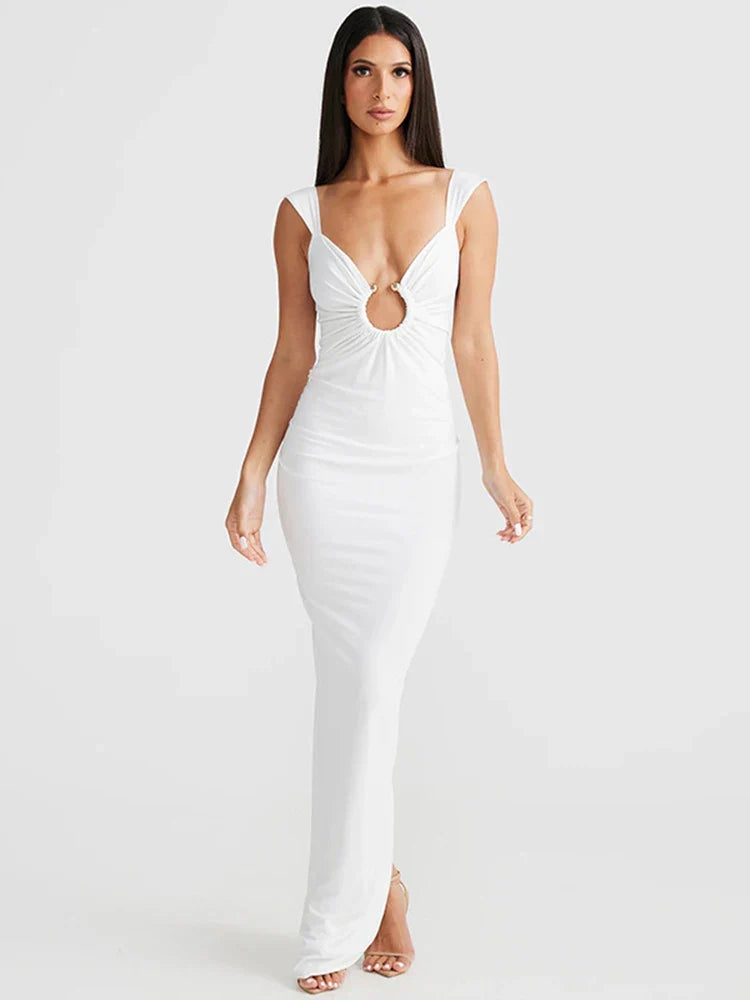 Elegant Maxi Spaghetti Strap Vacation Dress