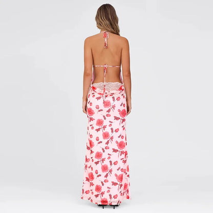 Floral Print Slim Maxi Vacation Dress