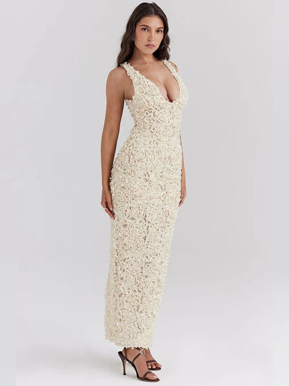 Floral Slim Bodycon Maxi Vacation Dress