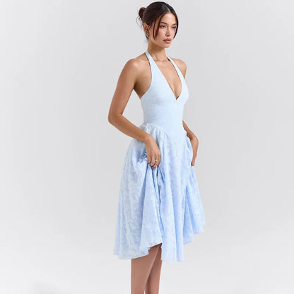 Floral Waist Wrap A-line Vacation Dress