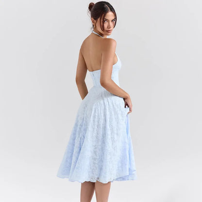 Floral Waist Wrap A-line Vacation Dress