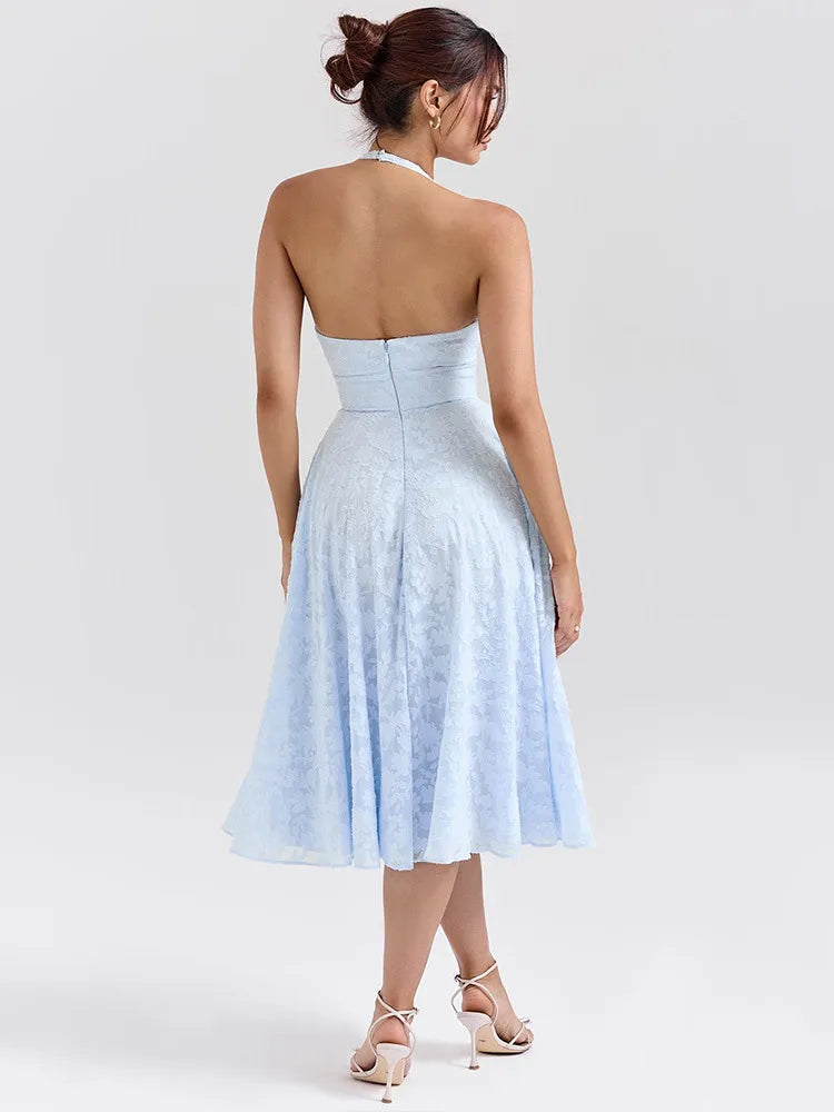 Floral Waist Wrap A-line Vacation Dress