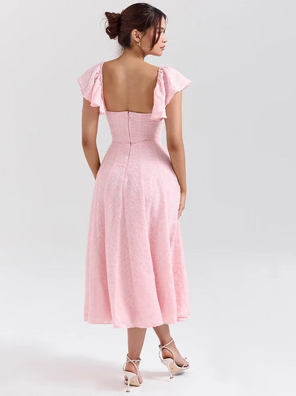 Floral Waist Wrap A-line Vacation Dress