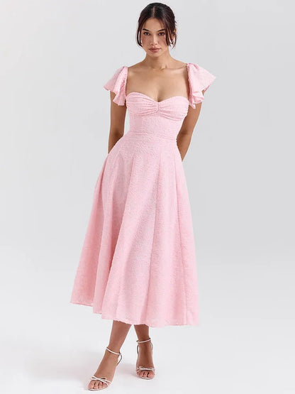 Floral Waist Wrap A-line Vacation Dress