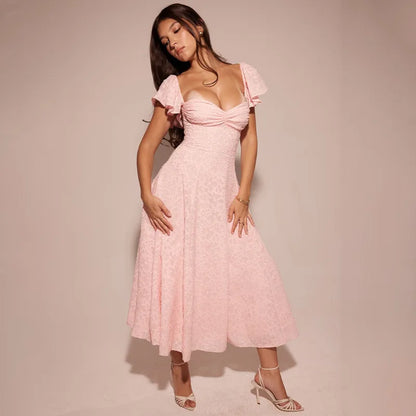 Floral Waist Wrap A-line Vacation Dress