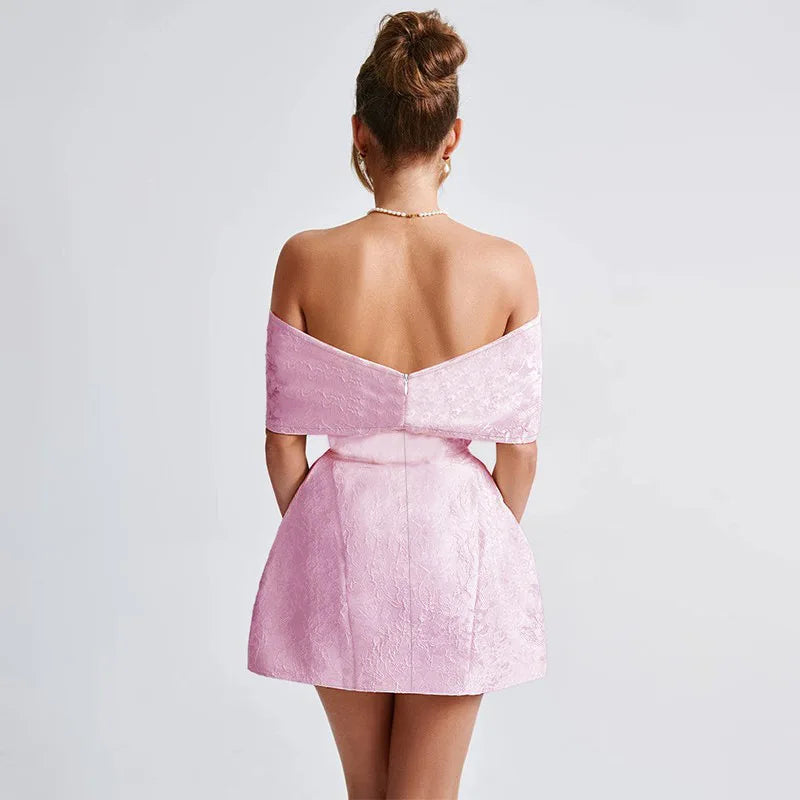 Jacquard Waist Wrap A-line Vacation Dress