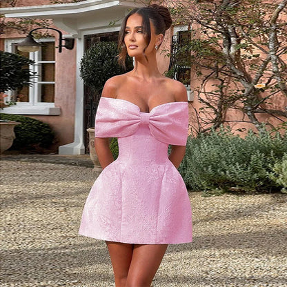 Jacquard Waist Wrap A-line Vacation Dress