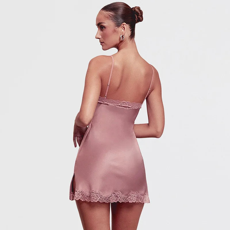 Spaghetti Strap Split Mini Dress