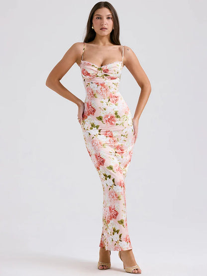 Print Slim Bodycon Elegant Maxi Vacation Dress