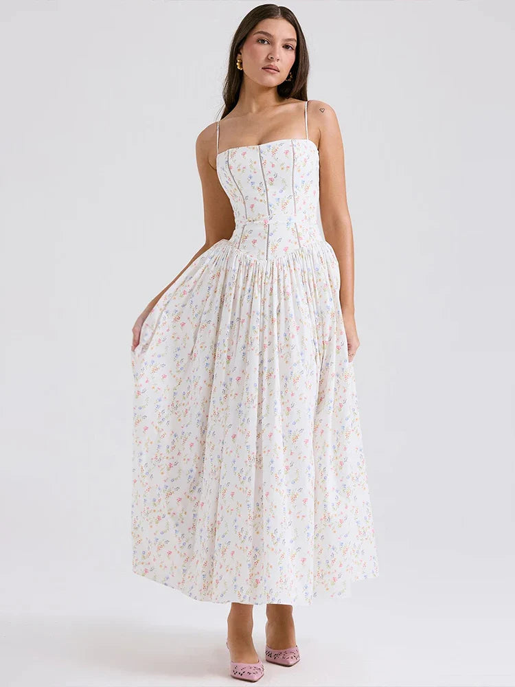 Print Waist Wrap A-line Vacation Dress