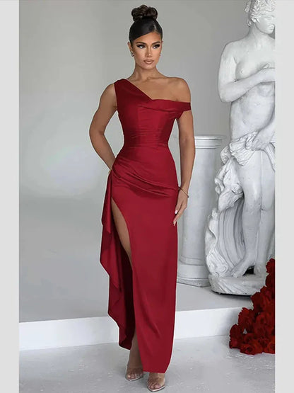 Ruffles Asymmetrical Maxi Vacation Dress