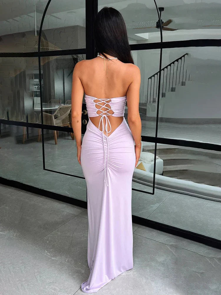 Slim Bodycon Bandage Pleated Vacation Dress