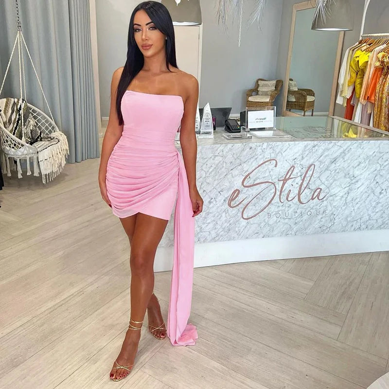 Streamer Mesh Elegant Mini Vacation Dress