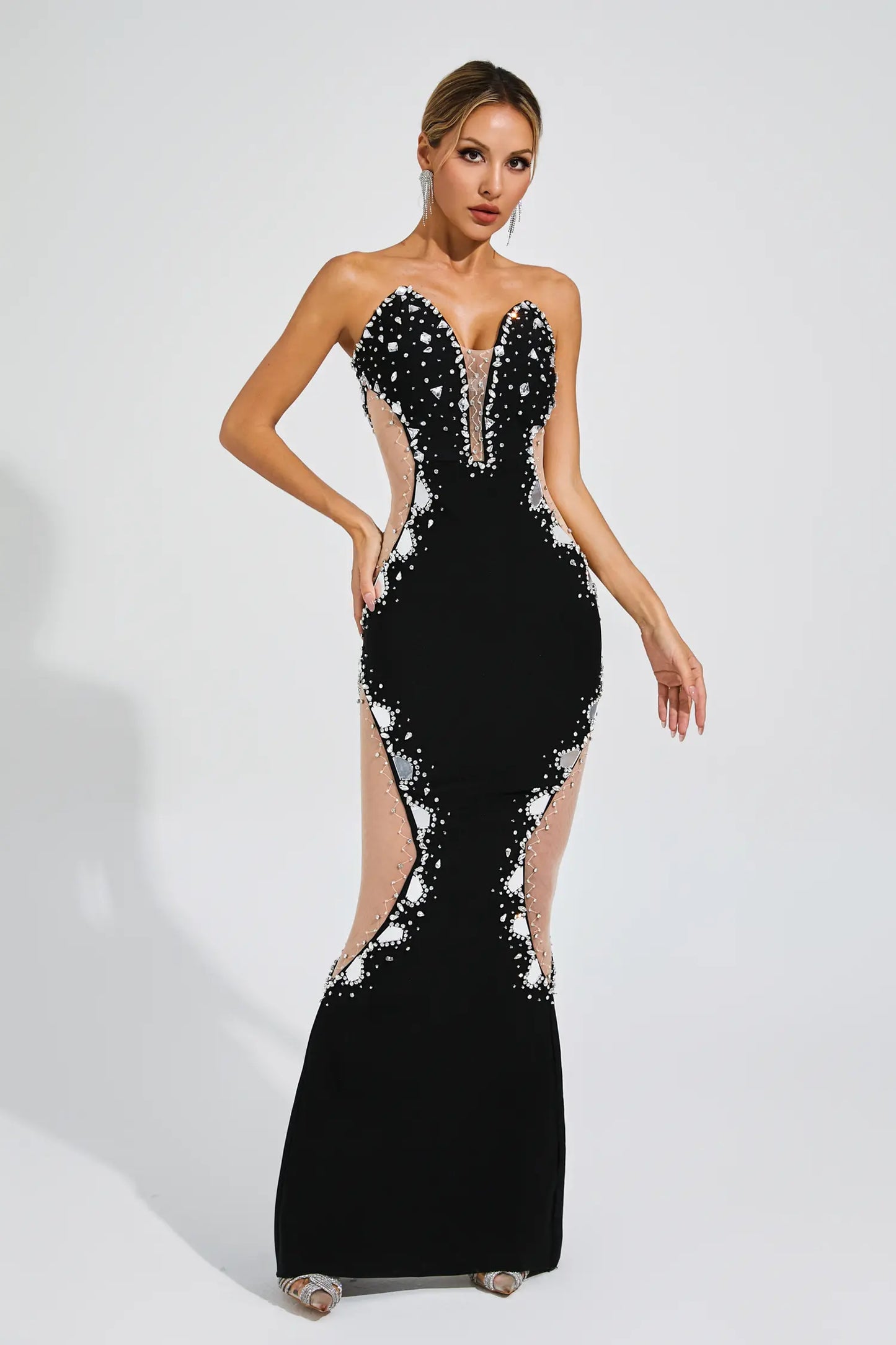 Toynbee Black Diamond Mesh Bandage Dress