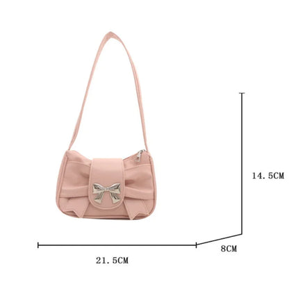 Bow PU Leather Casual Shoulder Handbag