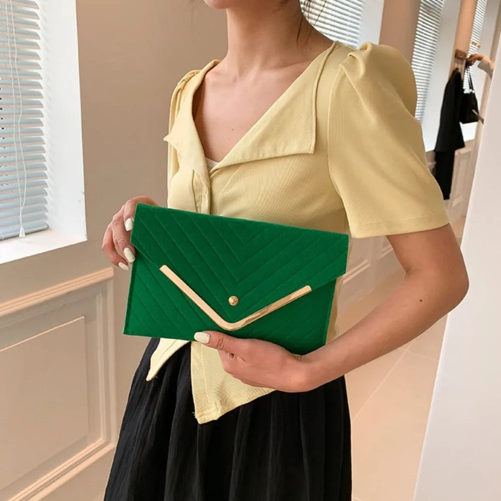 Trendy Evening Felt Envelope Clutch Wristlet