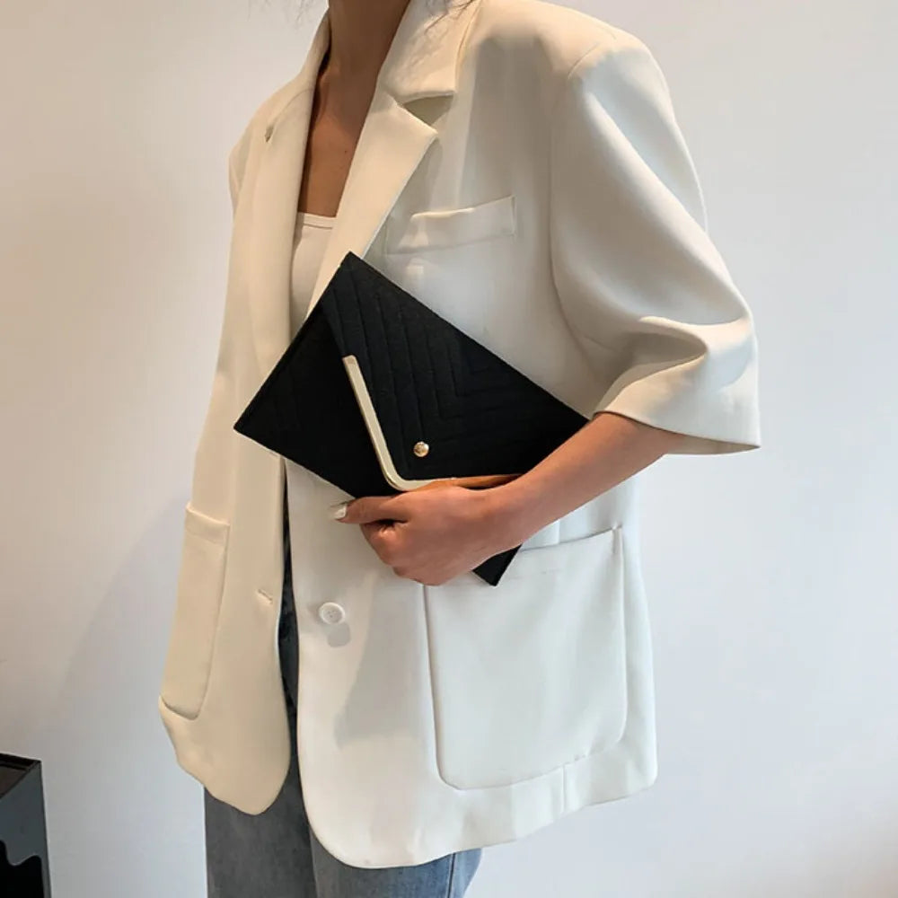 Trendy Evening Felt Envelope Clutch Wristlet