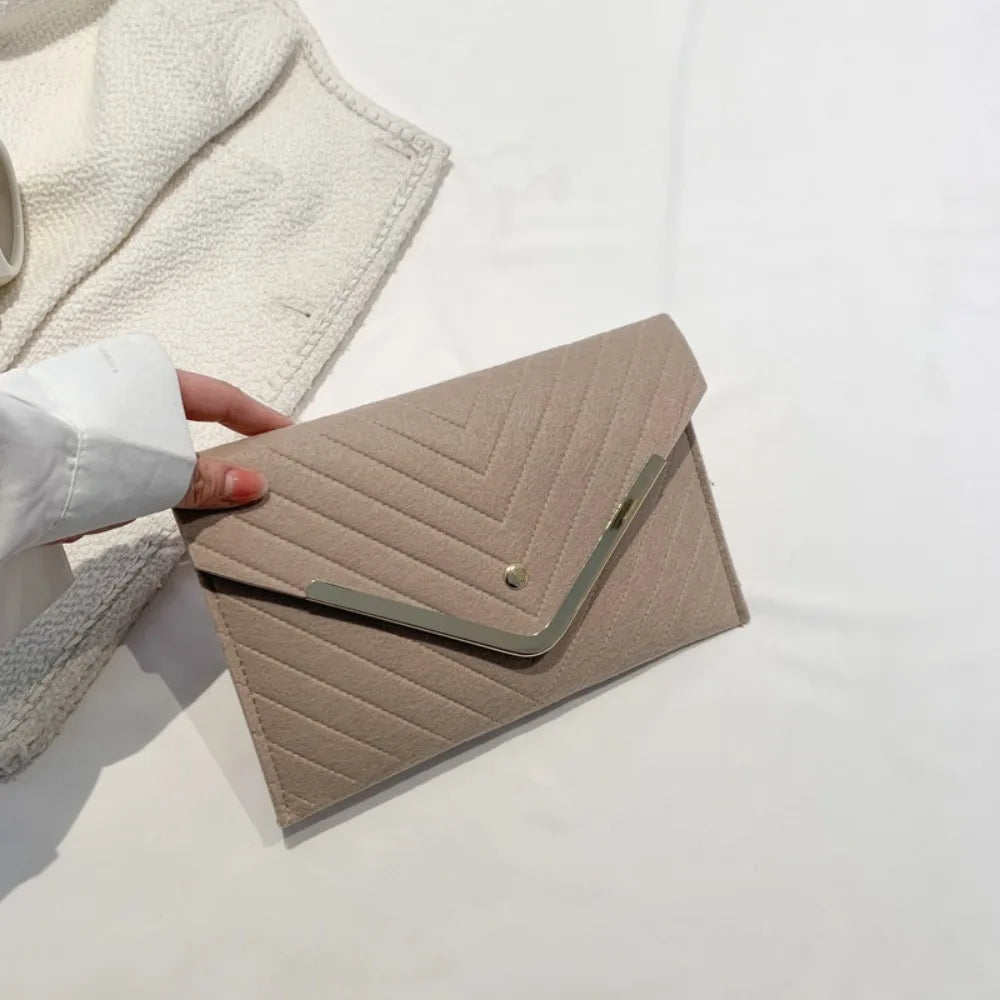 Trendy Evening Felt Envelope Clutch Wristlet